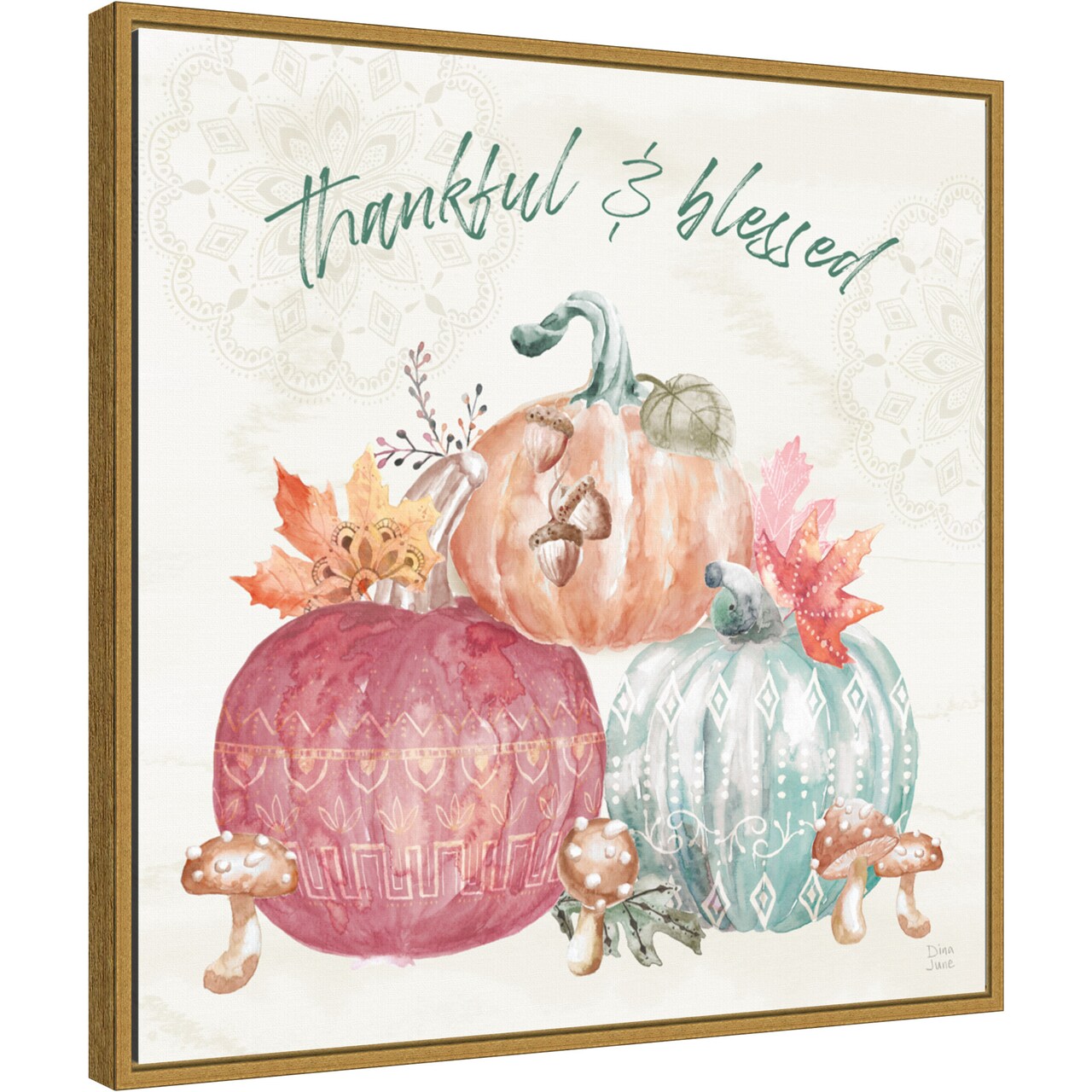 Harvest Touch VI by Dina June 22-in. W x 22-in. H. Canvas Wall Art Print Framed in Gold
